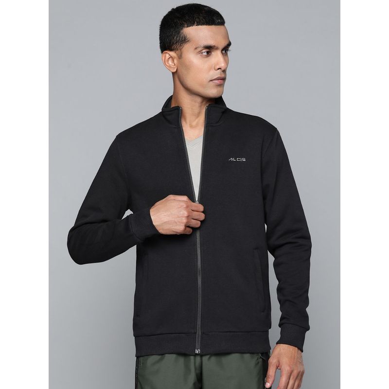 Alcis Men Black Solid Tailored Jacket (L)