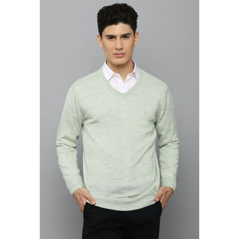 Allen Solly Mens Solid Green Sweater (S)