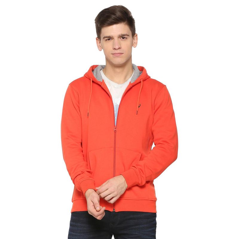 Allen Solly Men Solid Orange Sweatshirt (L)