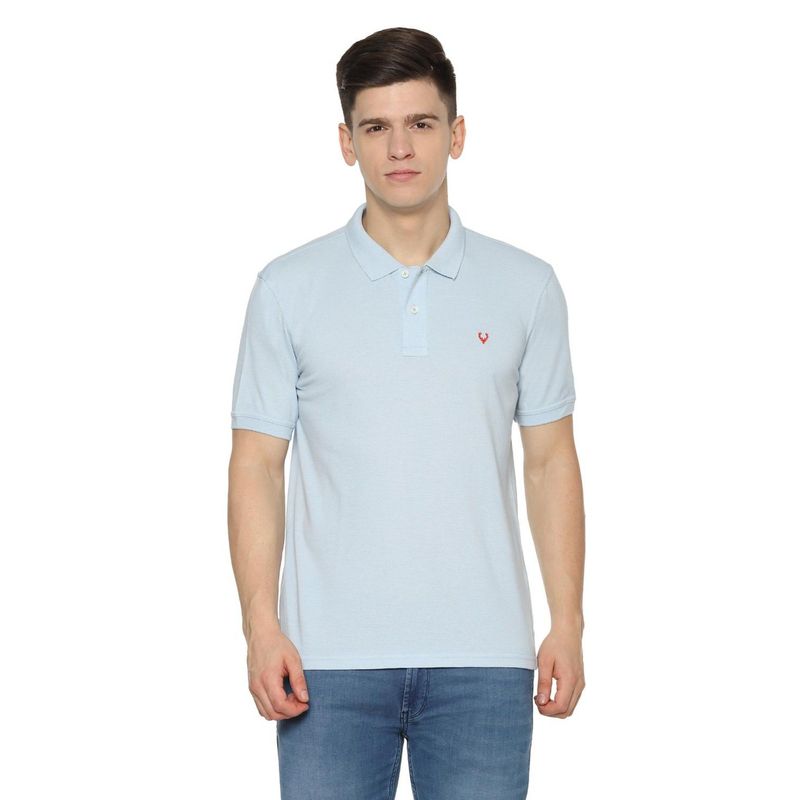 Allen Solly Men Blue Solid Polo Neck T Shirt (S)