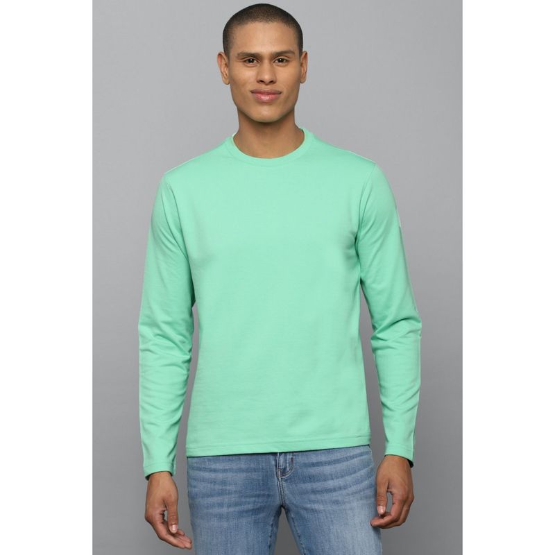 Allen Solly Men Green Crew Neck Full Sleeves Casual Sweatshirt (M)