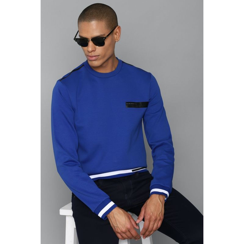 Allen Solly Men Blue Round Neck Full Sleeves Casual Sweatshirt (M)