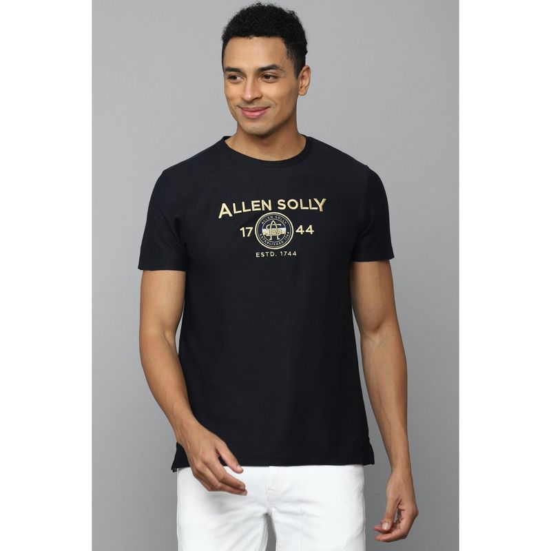 Allen Solly Men Black Graphic Print Round Neck Graphic T-Shirt (M)