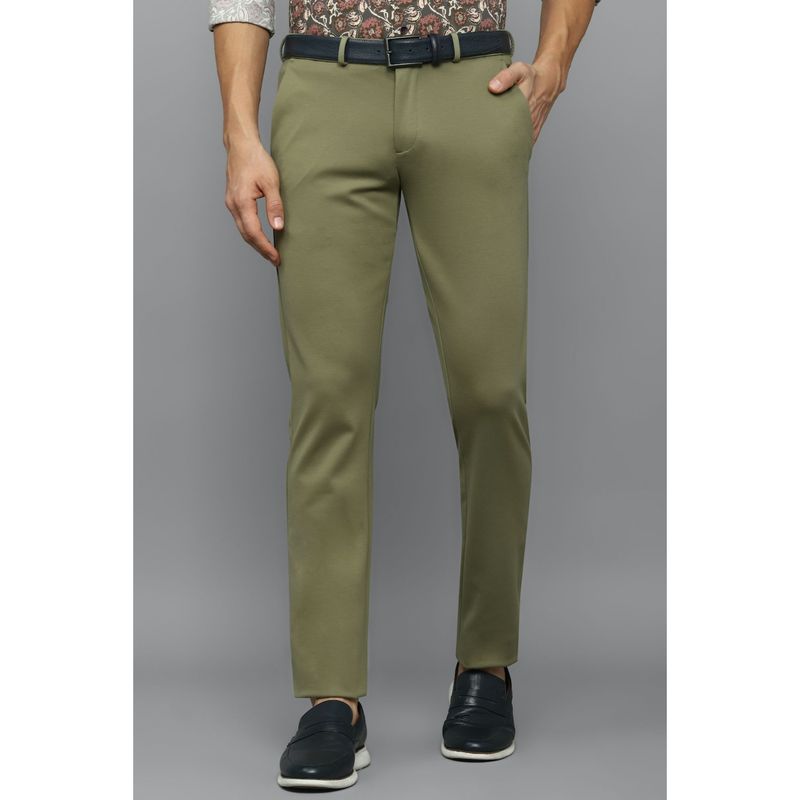 Allen Solly Men Green Slim Fit Solid Casual Trouser (32)