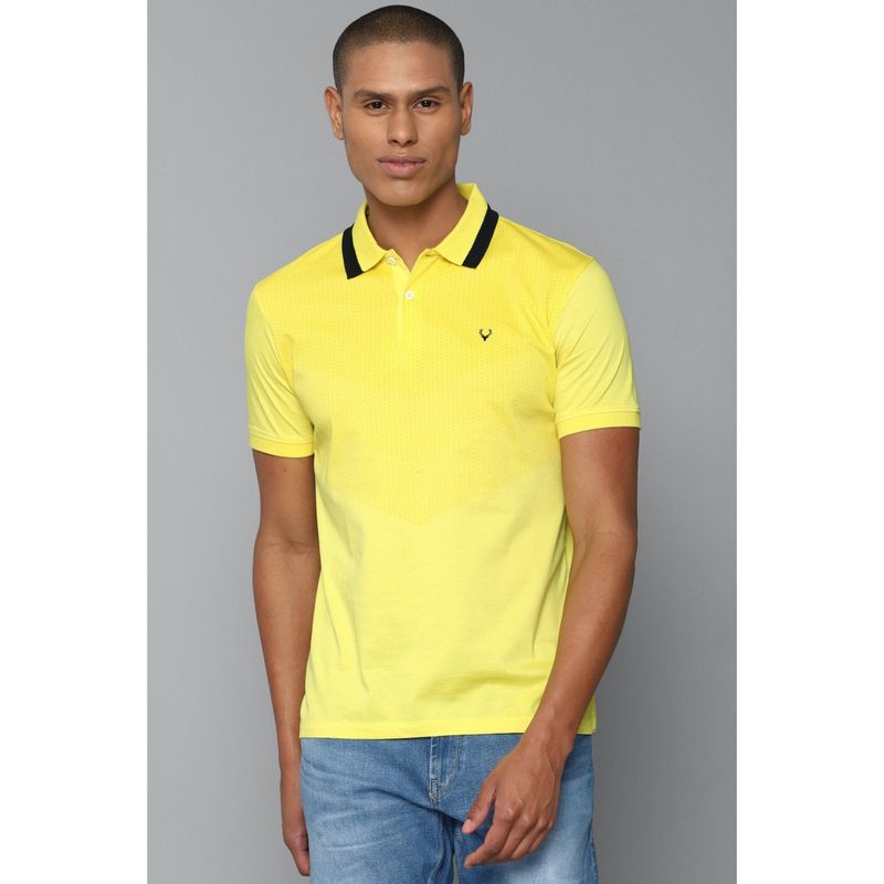 Allen Solly Men Yellow Printed Collar Neck T-Shirt (XL)