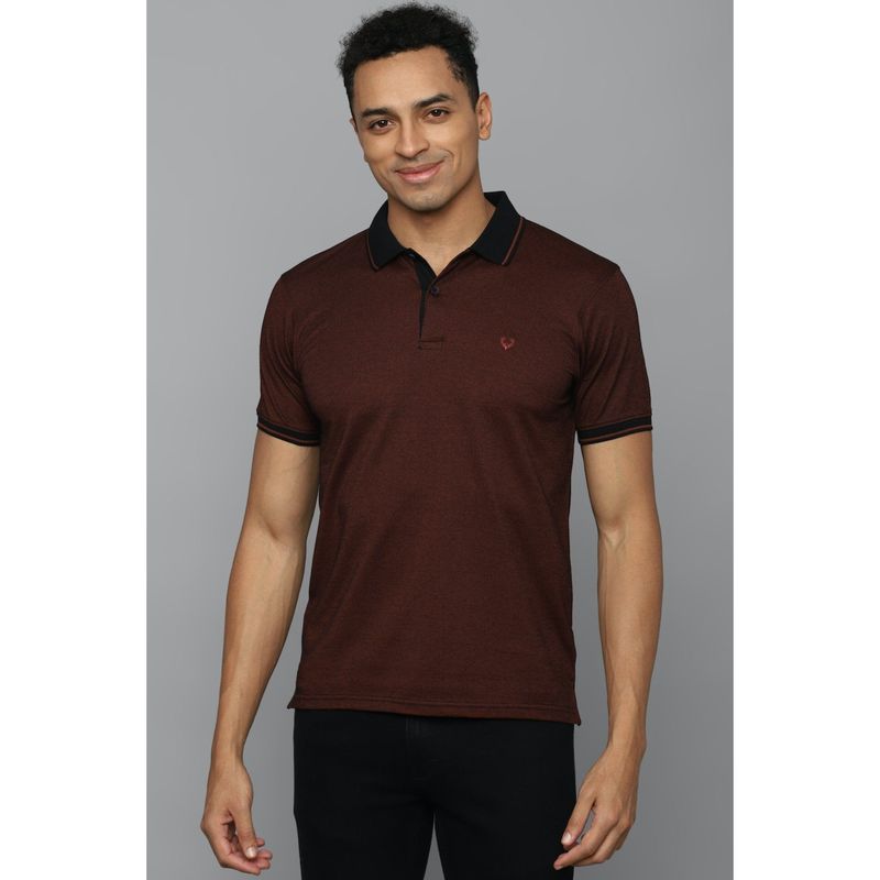 Allen Solly Men Brown Solid Collar Neck T-Shirt (M)