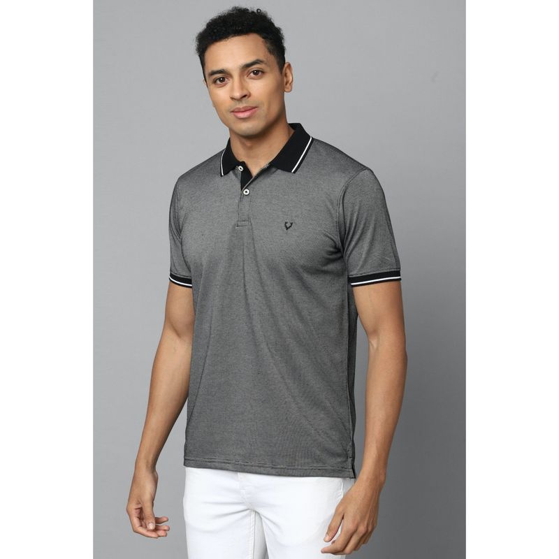 Allen Solly Men Grey Solid Collar Neck T-Shirt (XL)