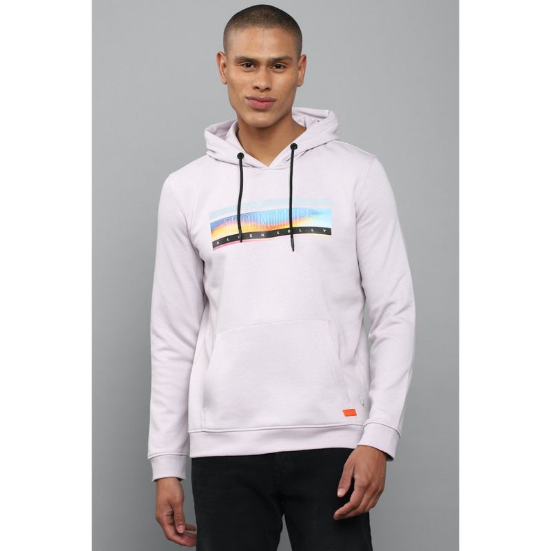 Allen Solly Men Purple Hooded Neck Full Sleeves Casual Sweatshirt (S)