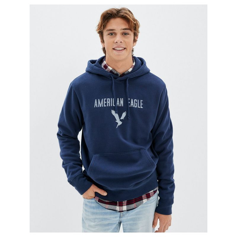 American Eagle Mens Blue Super Soft Icon Graphic Hoodie (XS)