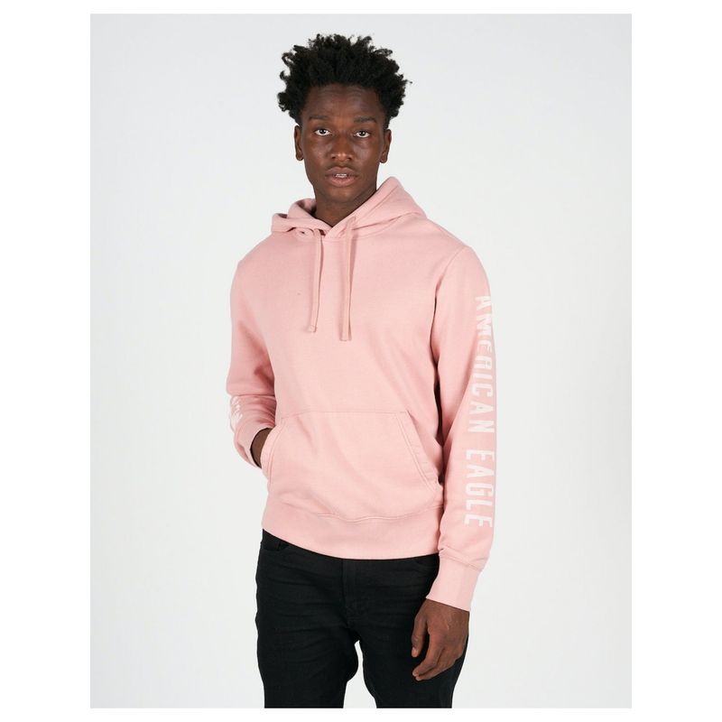 American Eagle Mens Pink Super Soft Icon Graphic Hoodie (XS)