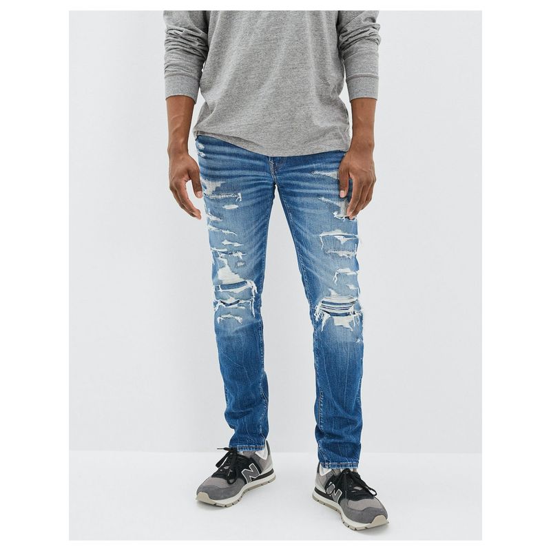 American Eagle Men Blue Airflex Patched Slim Jean (29)
