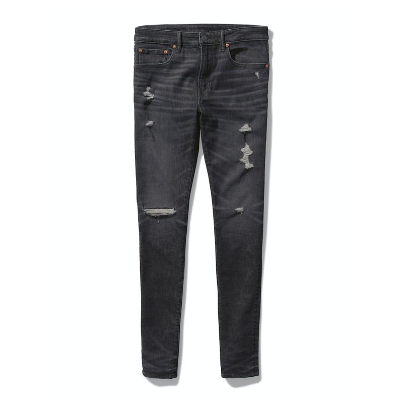 American Eagle Men Black AirFlex 360 Ripped Super Skinny Jeans (30)