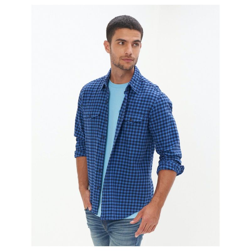 American Eagle Men Blue Super Soft Flannel Shirt (S)
