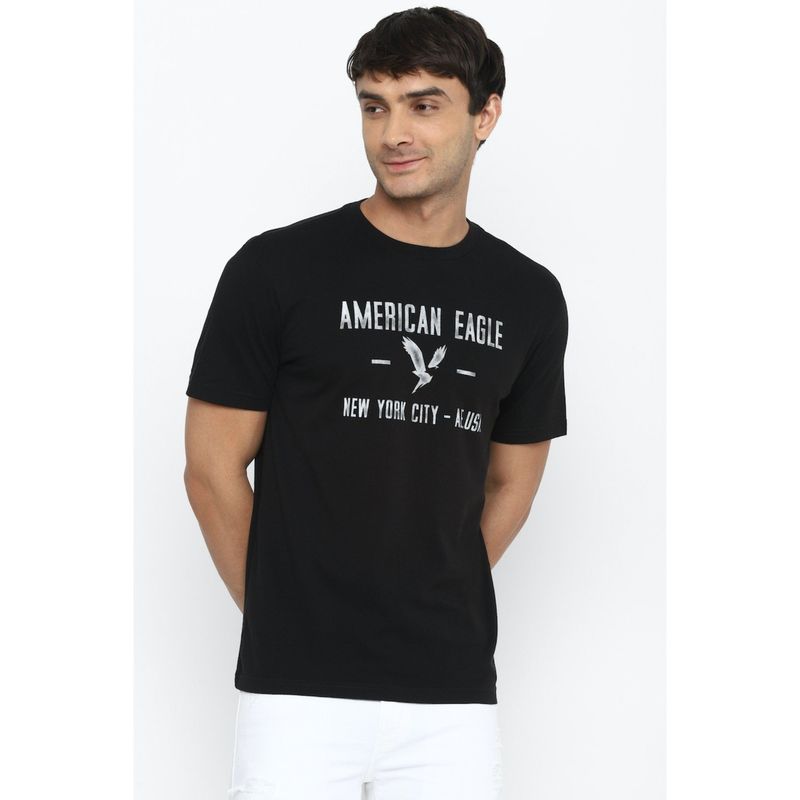 American Eagle Men Black Super Soft Graphic T-Shirt (XS)