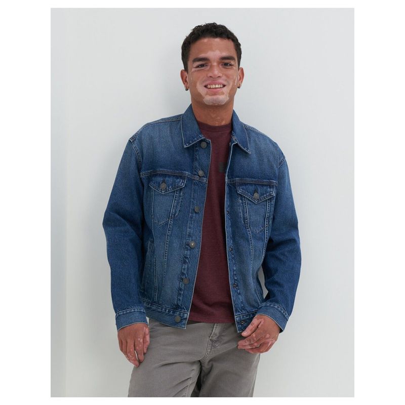 American Eagle Mens Blue Denim Trucker Jacket (L)