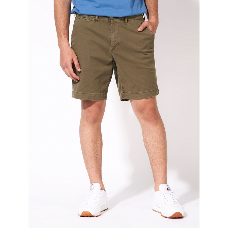 American Eagle Men Green Flex 9 Inches Lived-In Khaki Short (32)