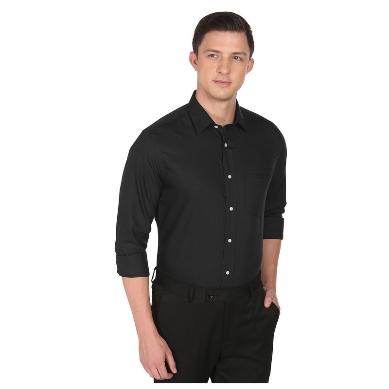 Arrow Men Black Liberty Classic Fit Solid Formal Shirt (39)