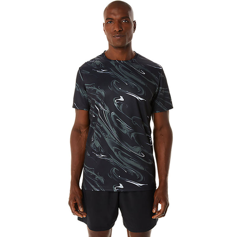 ASICS Suminagashi Motif Print SS Black Men's T-Shirt (S)