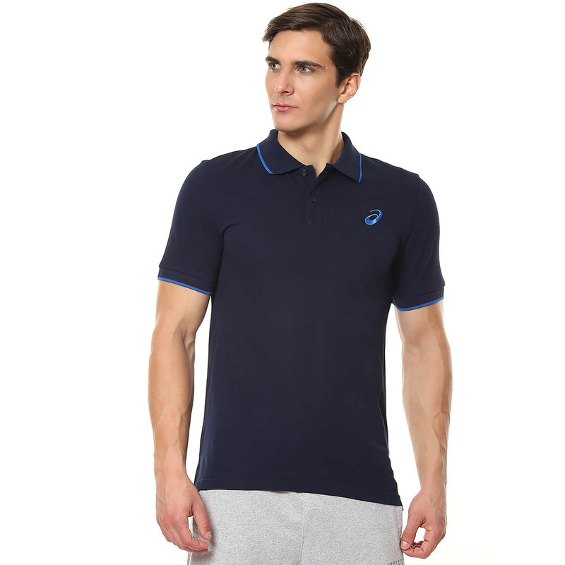 ASICS Polo Blue Mens Polo T-Shirt (S)