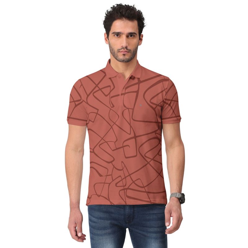 BULLMER Men Brick Trendy Printed Half Sleeve Collar Neck T-Shirt (5XL)