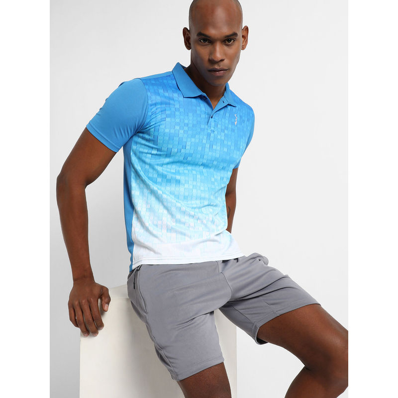 Campus Sutra Men Blue Printed Regular Fit Activewear T-Shirt(S)
