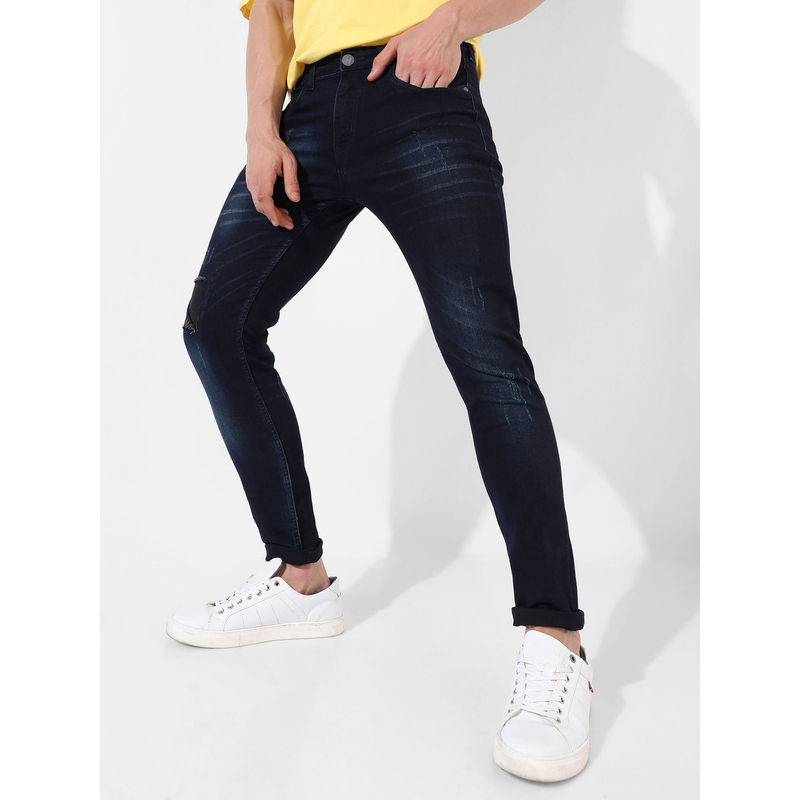 Campus Sutra Mens Classic Blue Medium Washed Regular Fit Denim Jeans (36)