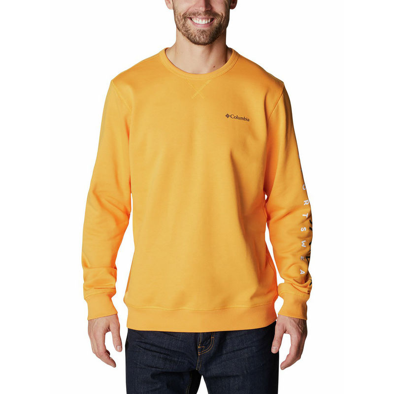 Columbia Mens Orange UPF 50 M Columbia Logo Fleece Crew Pullover (M)