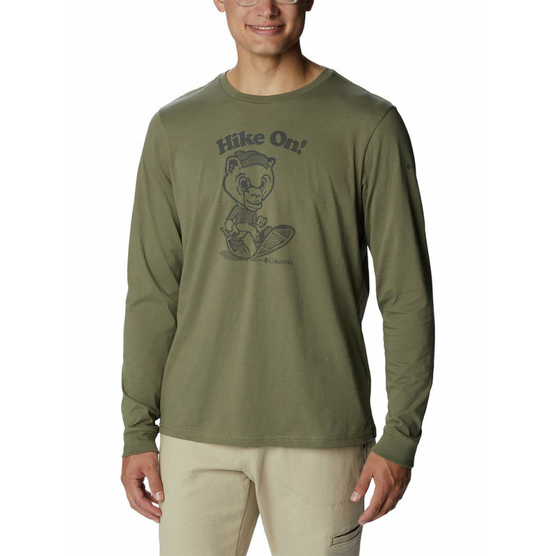 Columbia Mens Olive Apres Lifestyle Graphic Long Sleeve Tshirt (M)
