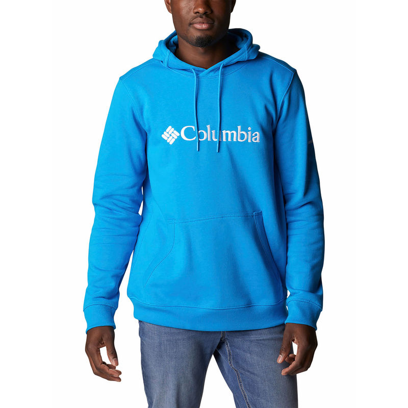 Columbia Mens Blue Blended Fabric Full Sleeve Csc Basic Logo Hoodie Sweatshirt (S)