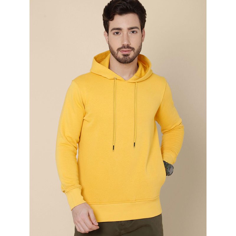 Free Authority Men Yellow Coloured Solid Hoodie (2XL) (2XL)