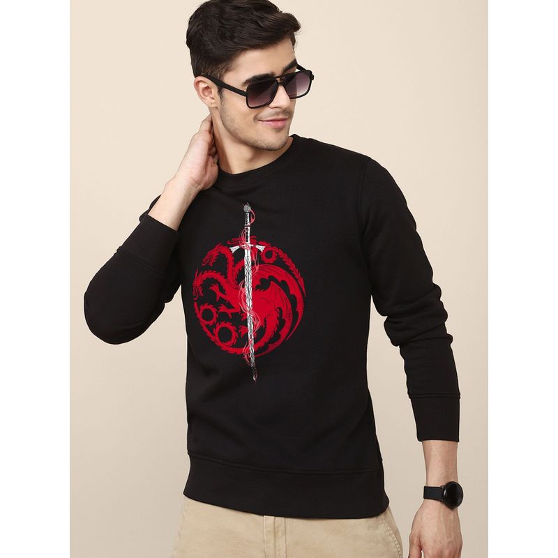 Free Authority Young Men House of Dragon Printed Black Sweatshirt (S)