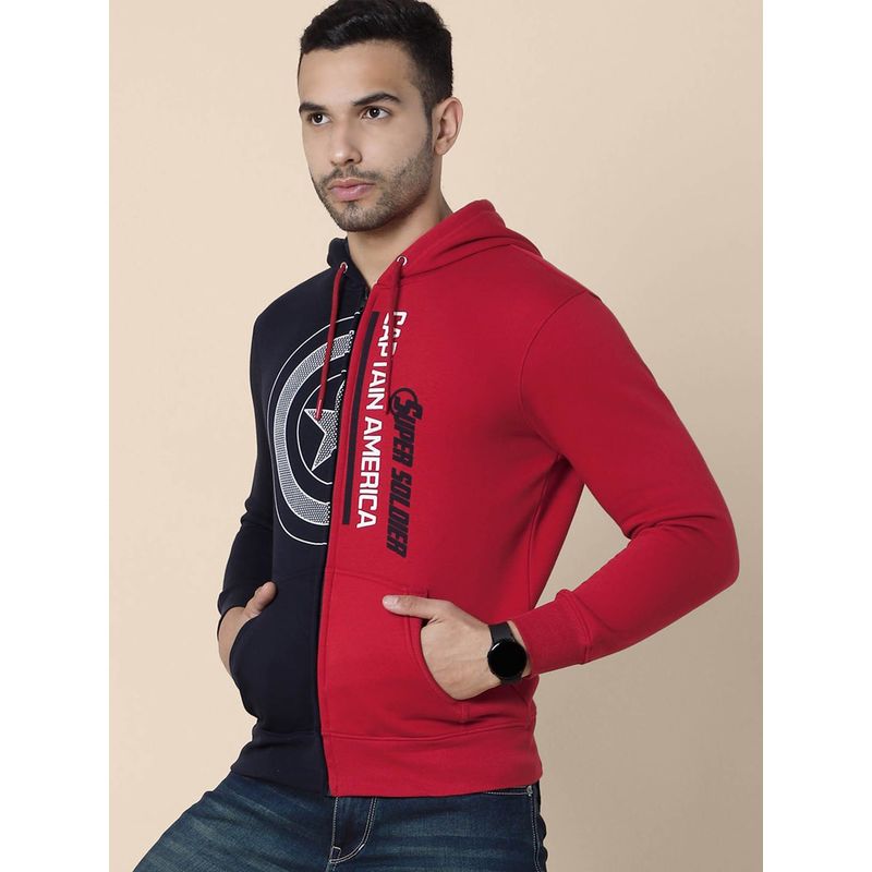 Free Authority Young Men Captain America Printed Red & Black Hoodie (M)