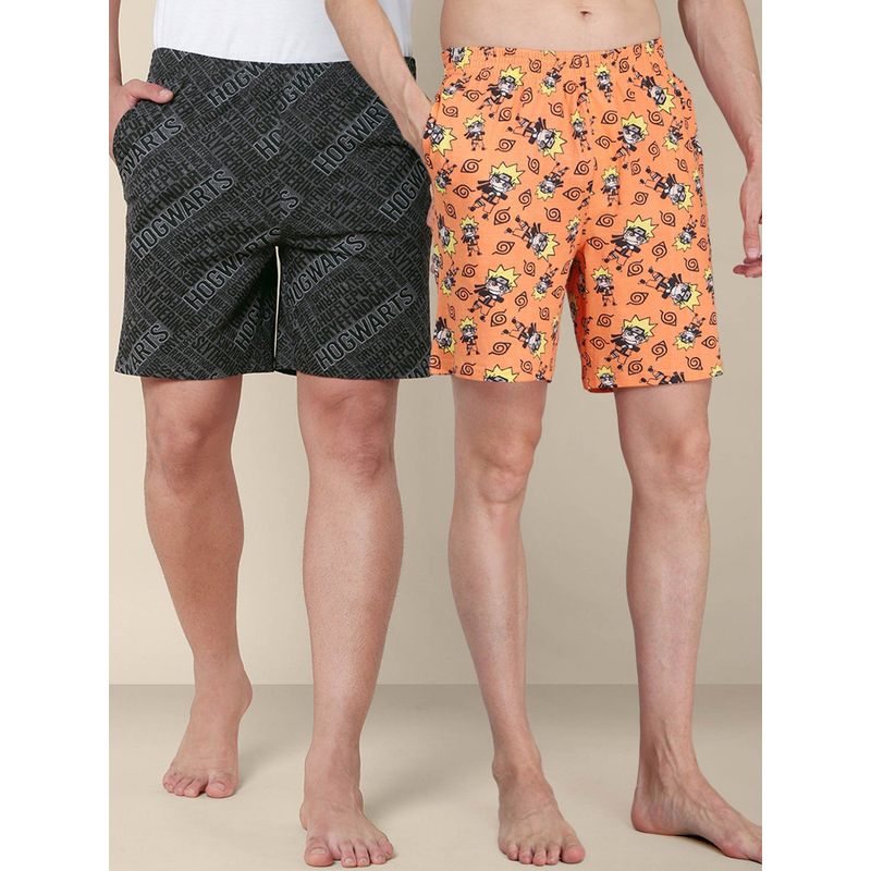 Free Authority Young Men Black & Orange Boxers (S) (Pack of 2)
