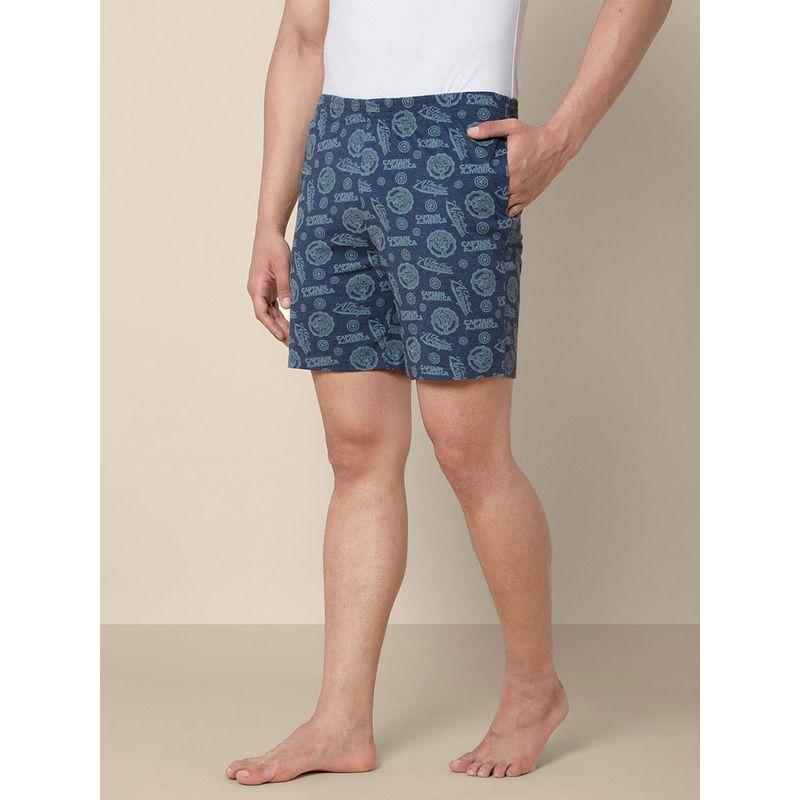 Free Authority Young Men Captain America Printed Blue Boxer (S)