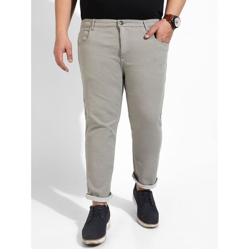 Instafab Plus Mens Regular Fit Denim Jeans Color Grey (38)