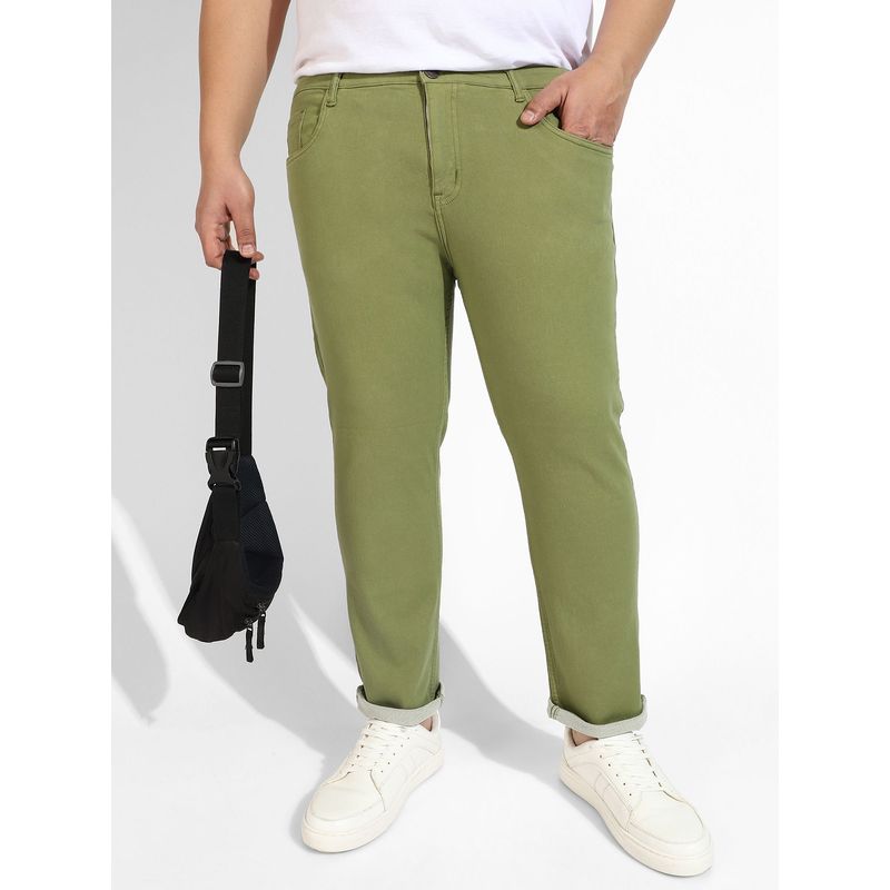 Instafab Plus Mens Regular Fit Denim Jeans Color Green (38)