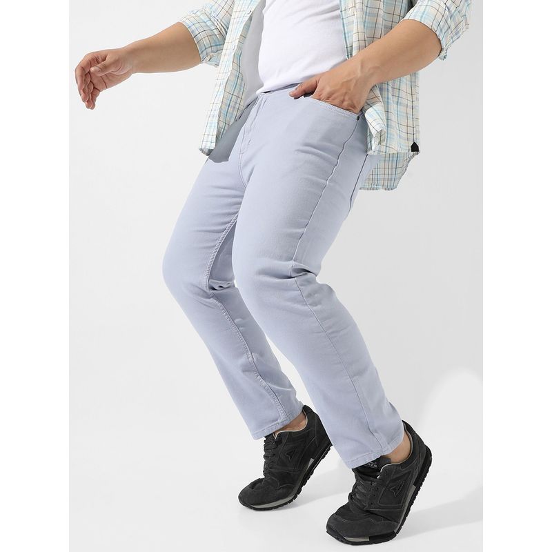 Instafab Plus Men Classic Light Grey Light Washed Regular Fit Denim Jeans (38)