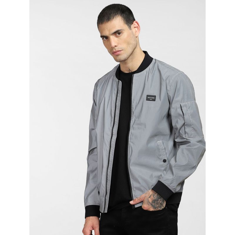 Jack & Jones Grey Reflective Bomber Jacket (M)