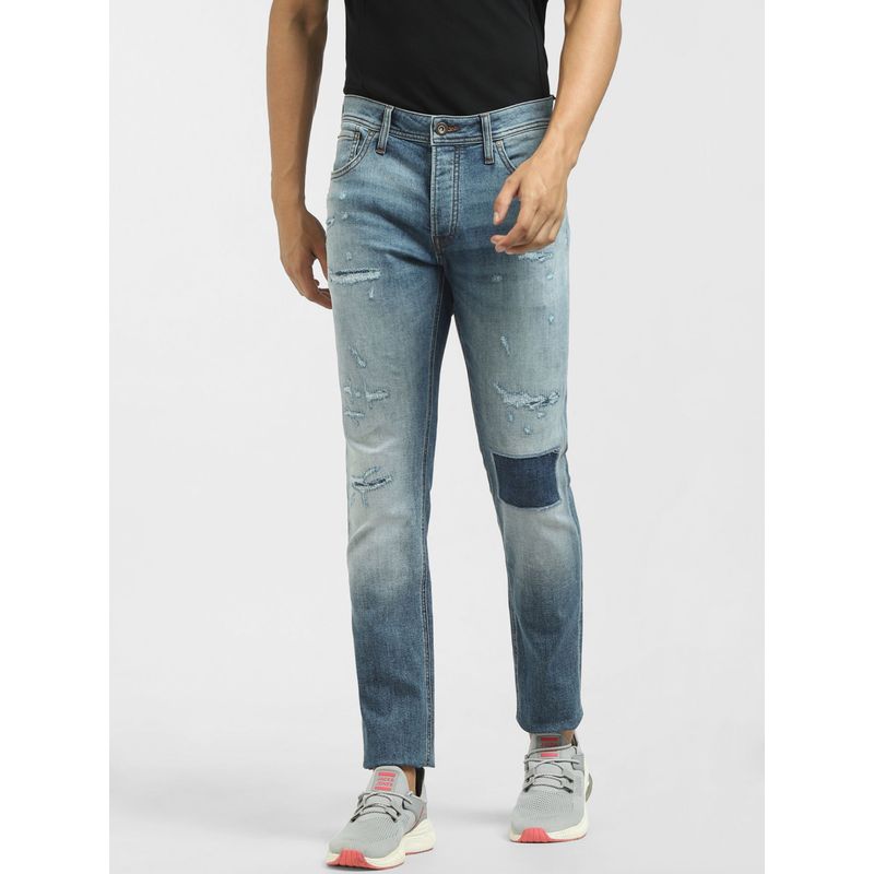 Jack & Jones Blue Low Rise Patchwork Glenn Slim Jeans -33