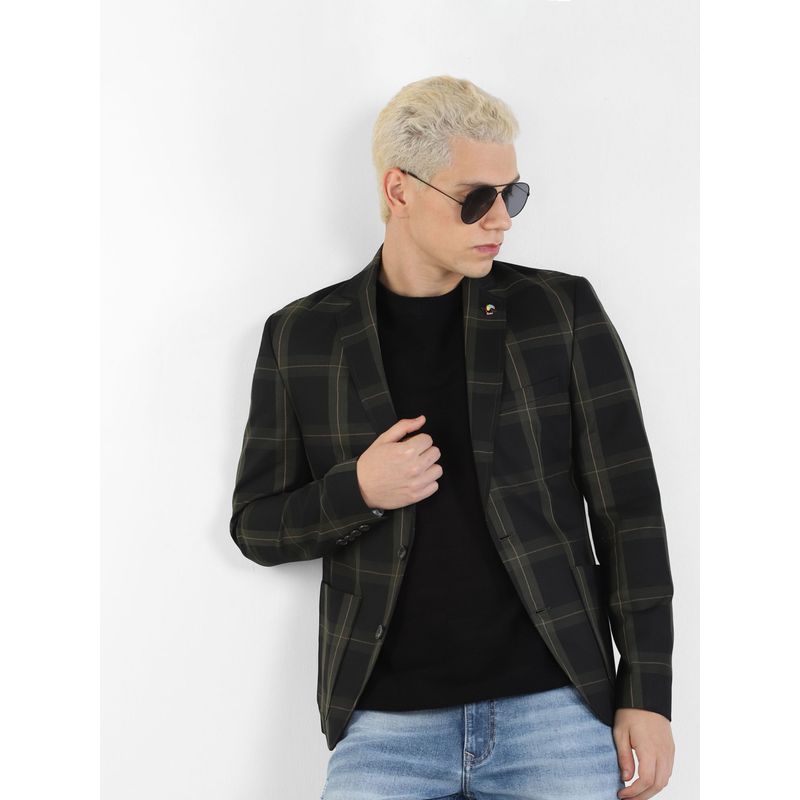 Jack & Jones Green Check Print Slim Fit Blazer -52