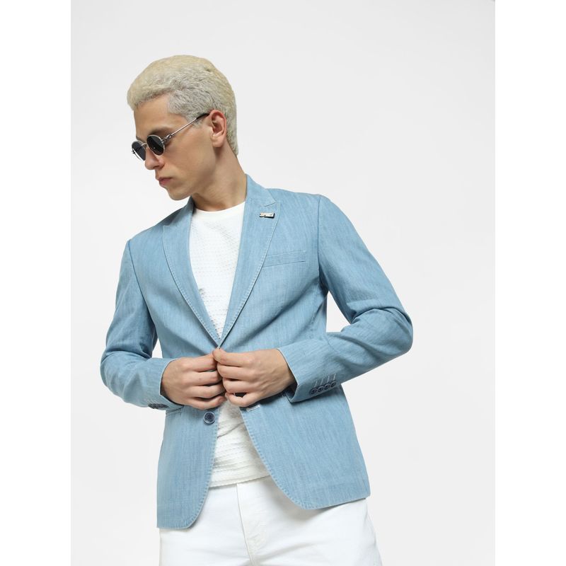 Jack & Jones Light Blue Slim Fit Denim Blazer -52