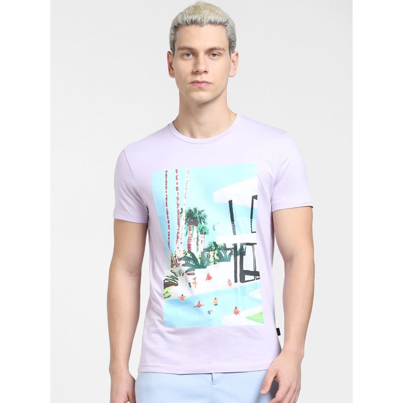 Jack & Jones Lilac Graphic Print Crew Neck T-shirt (M)