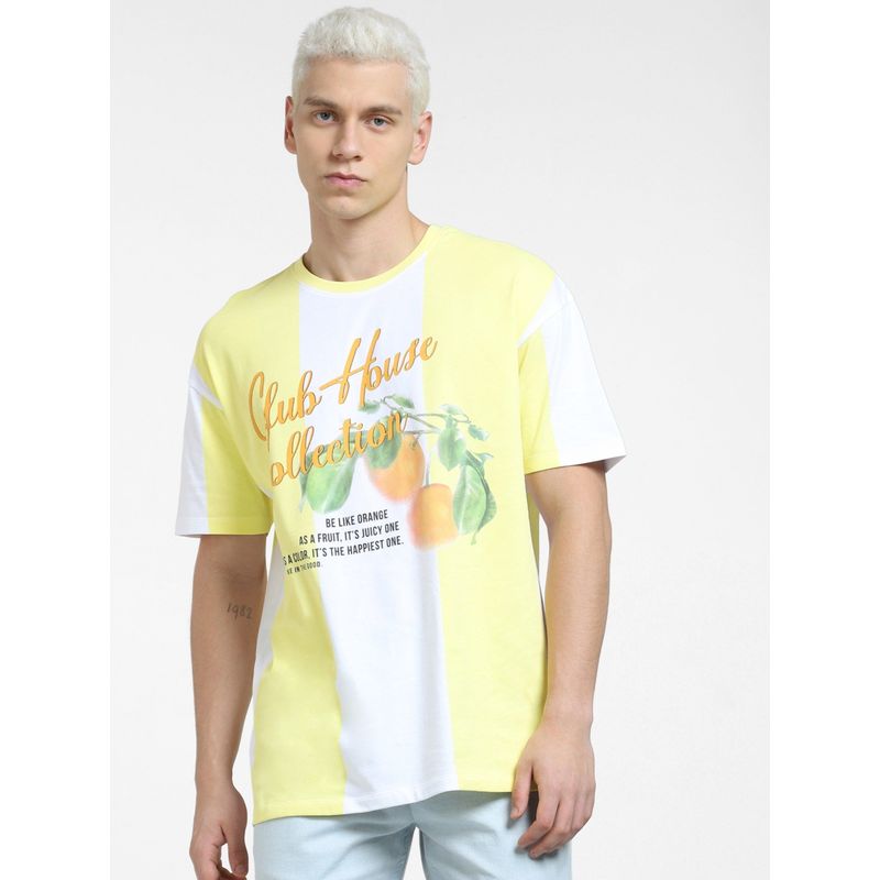 Jack & Jones Yellow Printed Boxy Fit T-shirt (M)