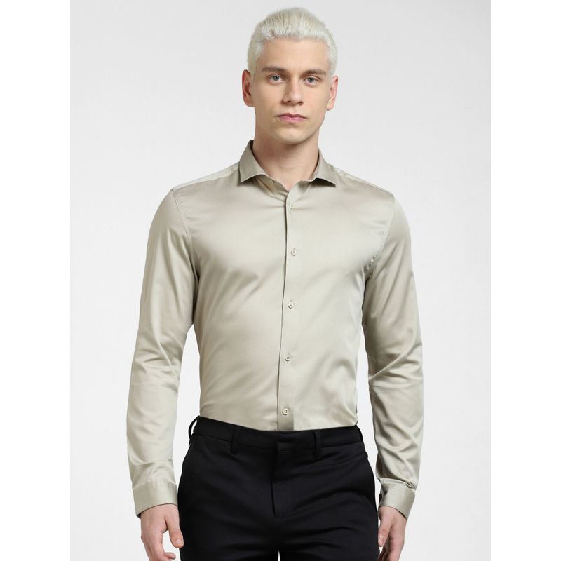 Jack & Jones Light Brown Full Sleeves Shirt (M)