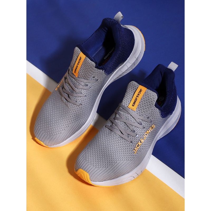 Jack & Jones Grey Mesh Mid-Top Lace-Up Sneakers (EURO 44)