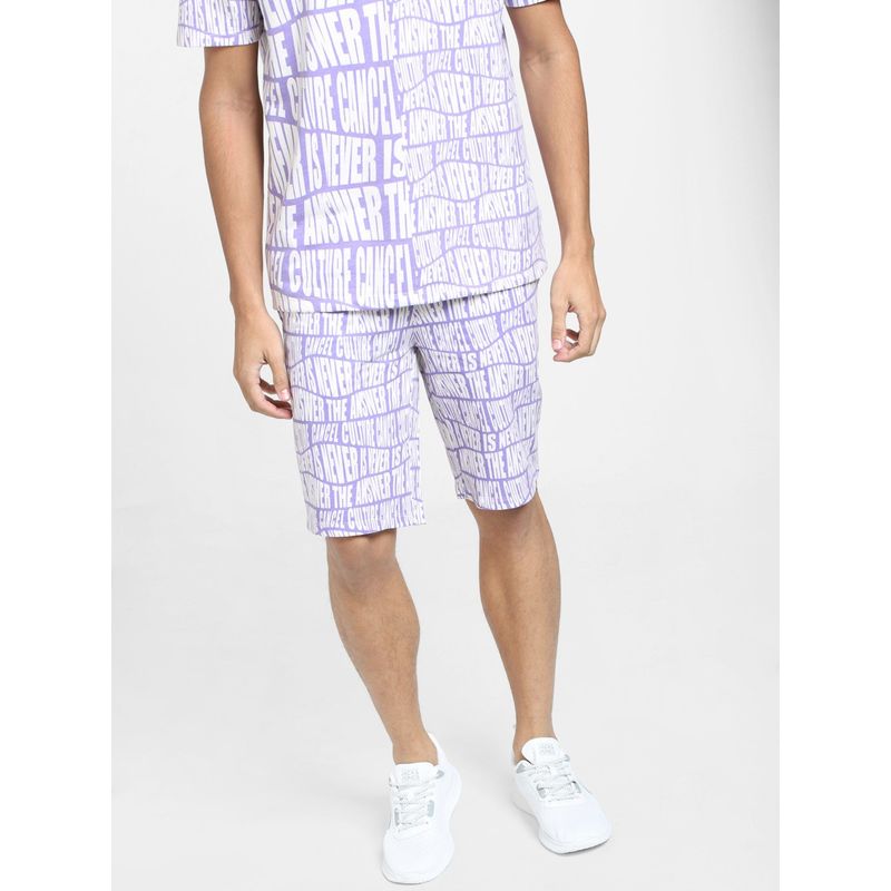 Jack & Jones Men Printed Purple Shorts (L)