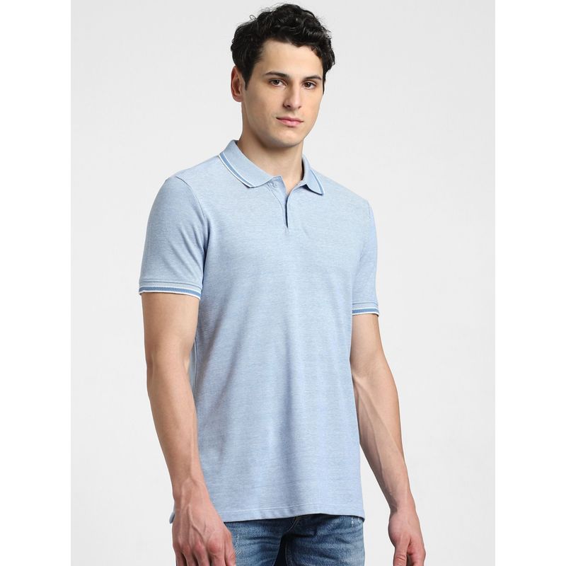 Jack & Jones Men Solid Blue Polo T-Shirt (XL)