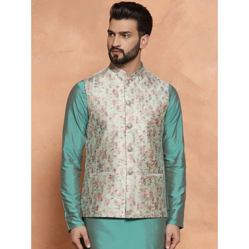 KISAH Mens Multi Colour Nehru Jacket (M)