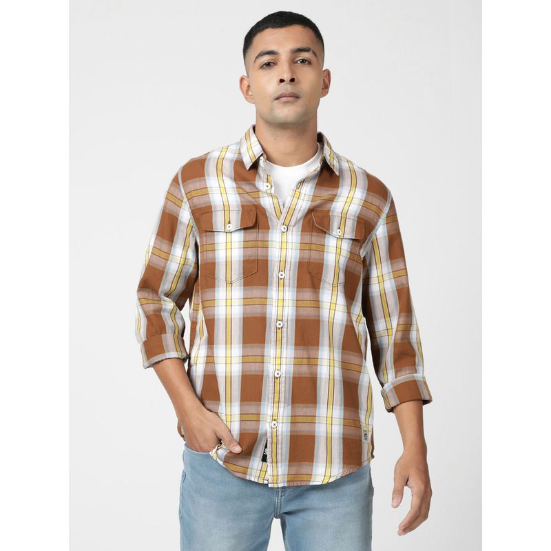 Lee Men Checked Brown Shirt (Regular) (S)