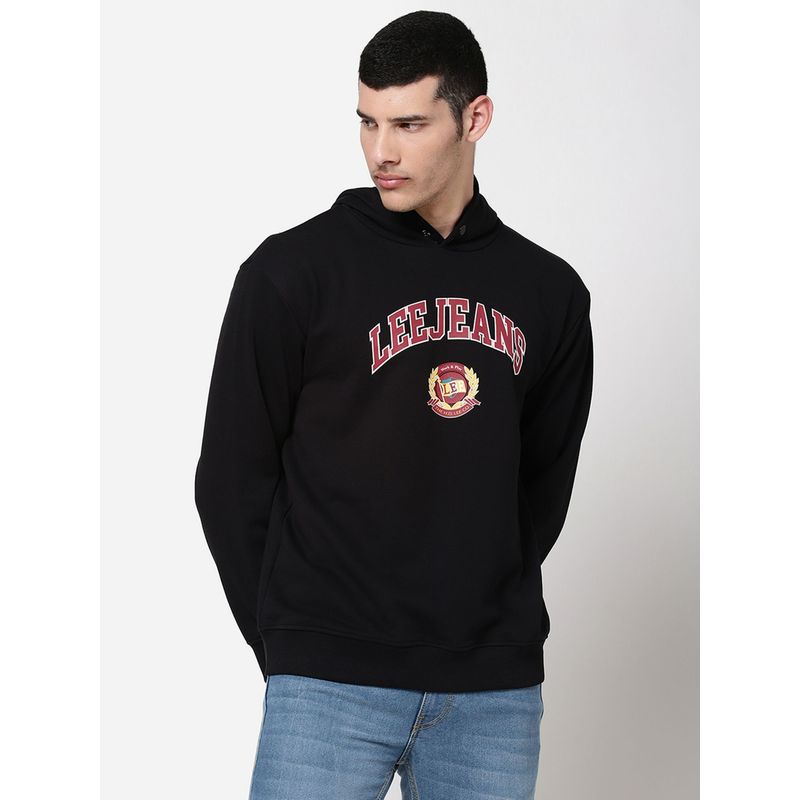 Lee Men Black Graphic Hoodie (L)